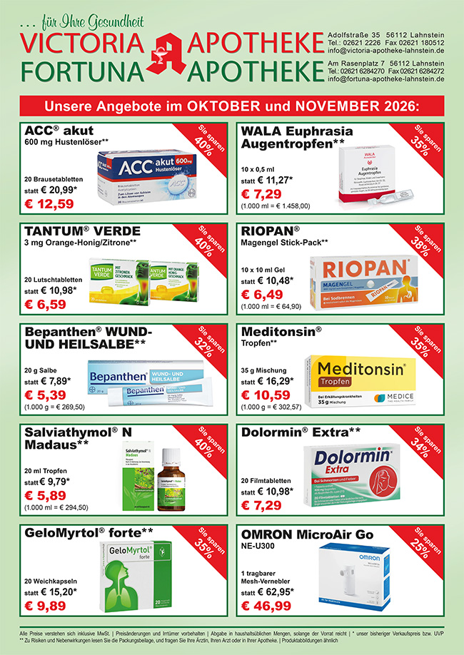 Angebote Oktober November 2026